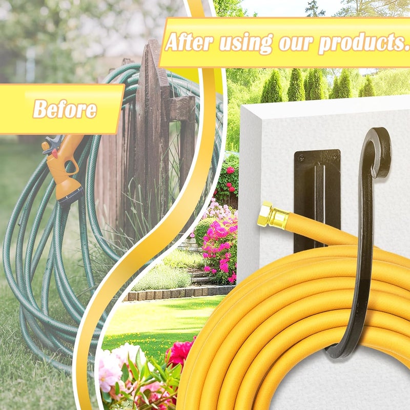 YANGSHUO Garden Hose Holder Outside: 2 Pack Wall Mount Water Hose Holder - Heavy Duty Garden Water Hose Hanger for Outside Hose Storage - Image 4